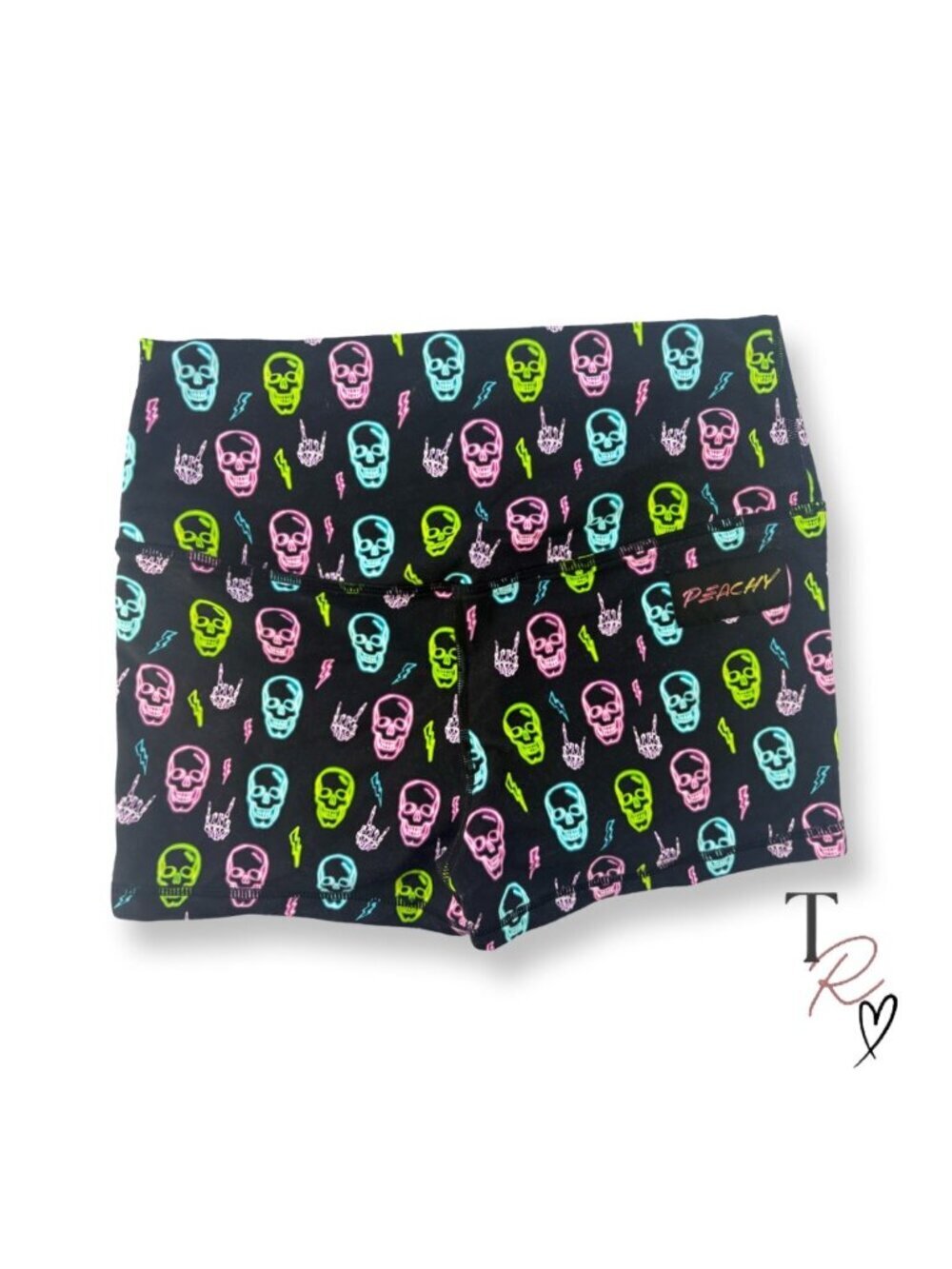 Peachy Athletic NWT Vixen Neon & Black Skull Booty Crossfit Shorts Size Medium